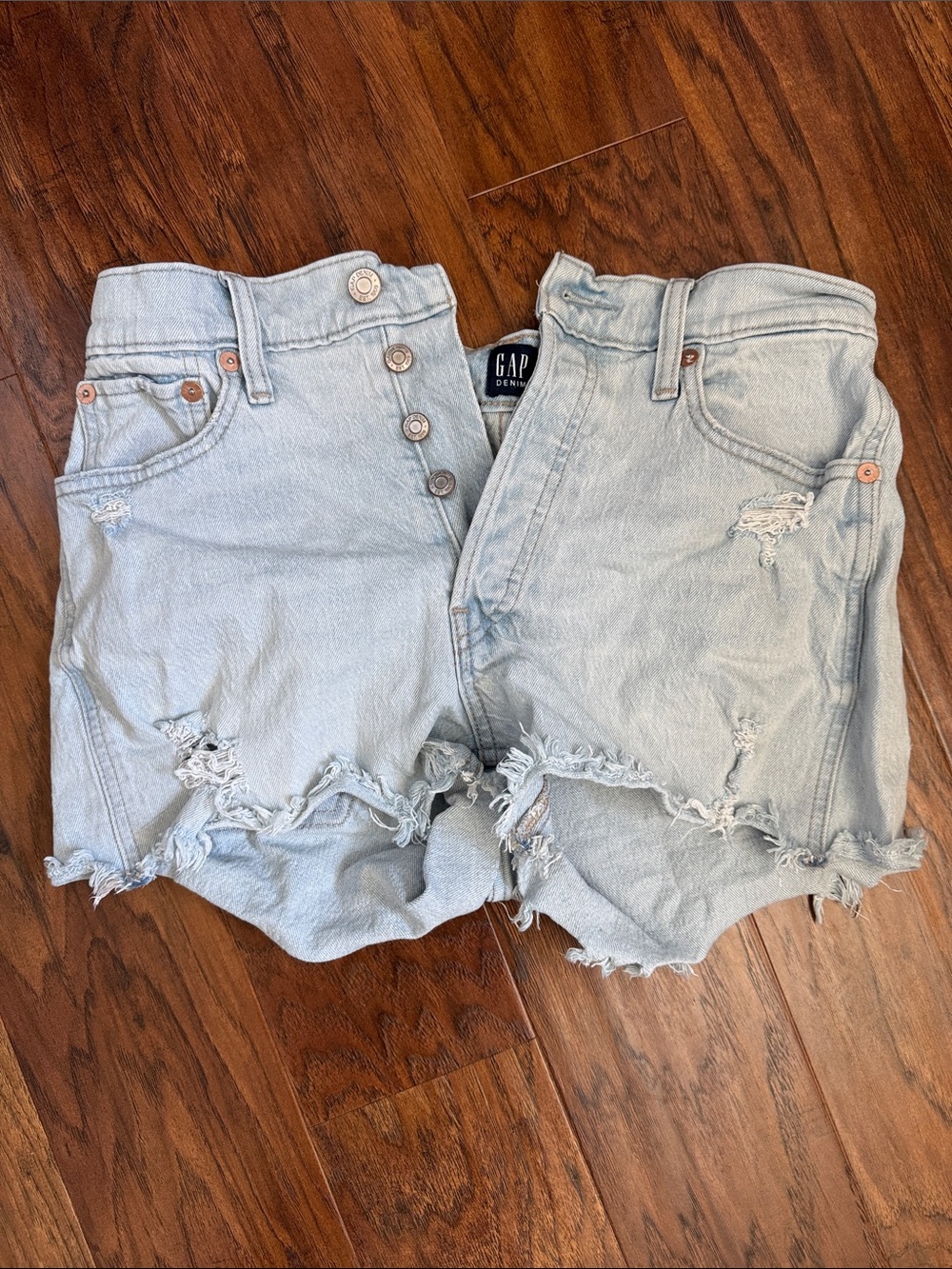 GAP Distressed Light Blue High-Rise Jean Shorts